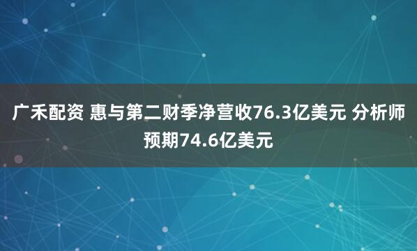 广禾配资 惠与第二财季净营收76.3亿美元 分析师预期74.6亿美元